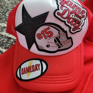 Ameda Red and White Game Day Cap